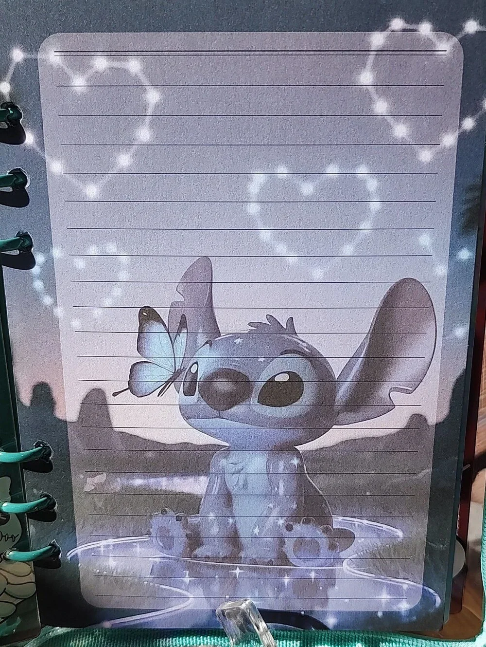 Stitch A5 Acrylic Shaker Notebook with Teal And Chocolate Accents